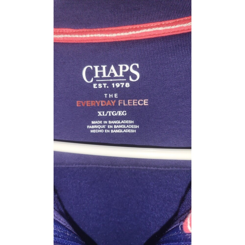 Chaps Everyday Fleece Sweatshirt Men's XL Long Sleeve Embroidered Logo Navy - Picture 3 of 4